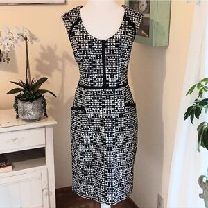 Adrianna Papell Black And White Knit Dress. Career. Professional.